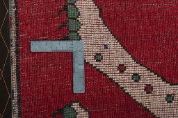 Close-up detail of 2000s Persian Gabbeh rug from Iran / Persia showing Wool weave