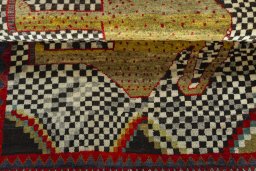 Full view of 2000s Persian Gabbeh rug from Iran / Persia, 158 × 107 cm in Multi Color tones