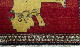 Central medallion detail of 2000s Persian Gabbeh rug from Iran / Persia