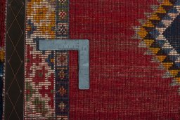Close-up detail of 2000s Persian Gabbeh rug from Iran / Persia showing Wool weave