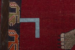 Close-up detail of 2000s Persian Gabbeh rug from Iran / Persia showing Wool weave