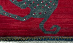 Central medallion detail of 2000s Persian Gabbeh rug from Iran / Persia