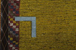 Close-up detail of 2000s Persian Gabbeh rug from Iran / Persia showing Wool weave