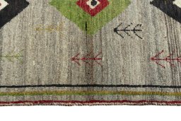 Close-up detail of 2000s Persian Gabbeh rug from Iran / Persia showing Wool weave