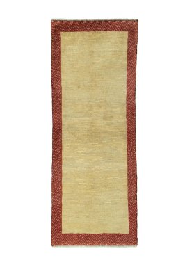 Full view of New Persian Gabbeh rug from Iran / Persia, 186 × 70 cm in Yellow tones
