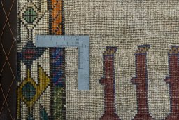 Close-up detail of 2000s Persian Gabbeh rug from Iran / Persia showing Wool weave
