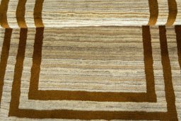 Full view of 2000s Persian Gabbeh rug from Iran / Persia, 156 × 102 cm in Beige tones