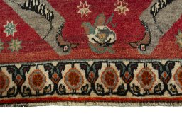 Central medallion detail of 2000s Persian Gabbeh rug from Iran / Persia