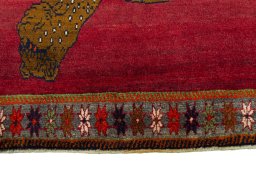 Central medallion detail of 2000s Persian Gabbeh rug from Iran / Persia