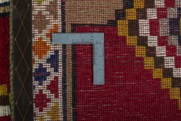 Close-up detail of 2000s Persian Gabbeh rug from Iran / Persia showing Wool weave