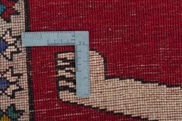 Close-up detail of 2000s Persian Gabbeh rug from Iran / Persia showing Wool weave