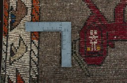 Close-up detail of 2000s Persian Gabbeh rug from Iran / Persia showing Wool weave