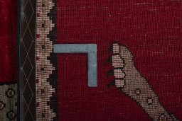 Close-up detail of 2000s Persian Gabbeh rug from Iran / Persia showing Wool weave