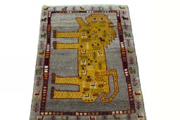 Surface texture of New Persian Gabbeh rug with natural Wool and intricate pattern