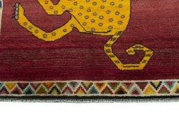 Central medallion detail of 2000s Persian Gabbeh rug from Iran / Persia