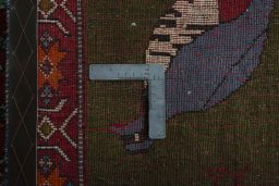 Close-up detail of 2000s Persian Gabbeh rug from Iran / Persia showing Wool weave