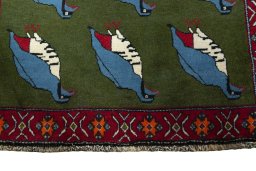 Central medallion detail of 2000s Persian Gabbeh rug from Iran / Persia