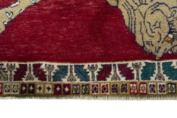 Central medallion detail of 2000s Persian Gabbeh rug from Iran / Persia