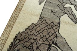 Backside of handmade 2000s Persian Gabbeh rug showing knot structure and weave density