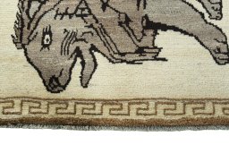 Central medallion detail of 2000s Persian Gabbeh rug from Iran / Persia