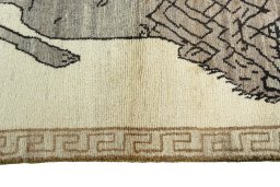Close-up detail of 2000s Persian Gabbeh rug from Iran / Persia showing Wool weave