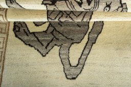 Full view of 2000s Persian Gabbeh rug from Iran / Persia, 177 × 115 cm in Beige tones