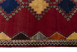 Close-up detail of 2000s Persian Gabbeh rug from Iran / Persia showing Wool weave