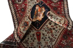 Close-up detail of 2000s Persian Gabbeh rug from Iran / Persia showing Wool weave