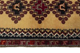 Close-up detail of 2000s Persian Gabbeh rug from Iran / Persia showing Wool weave
