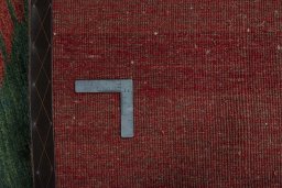 Close-up detail of 2000s Persian Gabbeh rug from Iran / Persia showing Wool weave