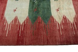 Close-up detail of 2000s Persian Gabbeh rug from Iran / Persia showing Wool weave