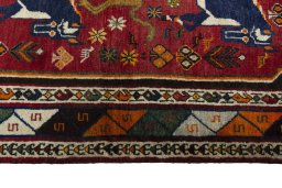 Close-up detail of 2000s Persian Gabbeh rug from Iran / Persia showing Wool weave