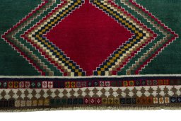Central medallion detail of 2000s Persian Gabbeh rug from Iran / Persia