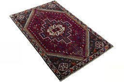 Close-up detail of 2000s Persian Gabbeh rug from Iran / Persia showing Wool weave