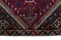 Close-up detail of 2000s Persian Gabbeh rug from Iran / Persia showing Wool weave