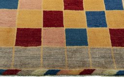 Central medallion detail of 2000s Persian Gabbeh rug from Iran / Persia