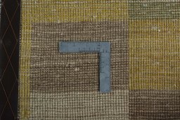 Close-up detail of 2000s Persian Gabbeh rug from Iran / Persia showing Wool weave