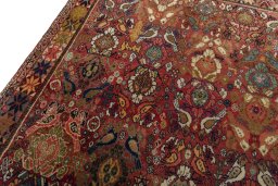 Backside of handmade 2000s Persian Gabbeh rug showing knot structure and weave density