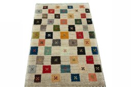 Surface texture of New Persian Gabbeh rug with natural Wool and intricate pattern