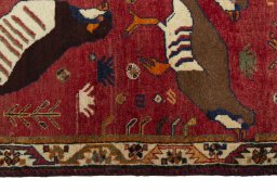 Close-up detail of 1970s Persian Gabbeh rug from Iran / Persia showing Wool weave