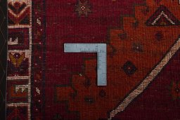 Close-up detail of 2000s Persian Gabbeh rug from Iran / Persia showing Wool weave