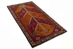 Close-up detail of 2000s Persian Gabbeh rug from Iran / Persia showing Wool weave