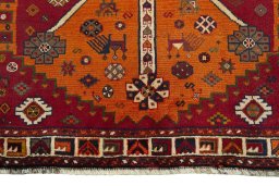 Central medallion detail of 2000s Persian Gabbeh rug from Iran / Persia