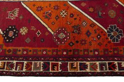 Close-up detail of 2000s Persian Gabbeh rug from Iran / Persia showing Wool weave