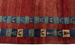 Close-up detail of New Persian Gabbeh rug from Iran / Persia showing Wool weave