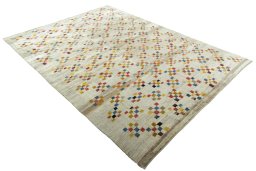 Close-up detail of 1970s Persian Gabbeh rug from Iran / Persia showing Wool weave