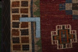 Close-up detail of 2000s Persian Gabbeh rug from Iran / Persia showing Wool weave