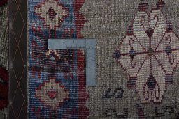 Close-up detail of 2000s Persian Gabbeh rug from Iran / Persia showing Wool weave