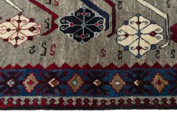 Close-up detail of 2000s Persian Gabbeh rug from Iran / Persia showing Wool weave