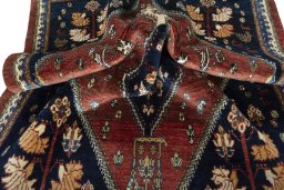 Close-up detail of 2000s Persian Gabbeh rug from Iran / Persia showing Wool weave